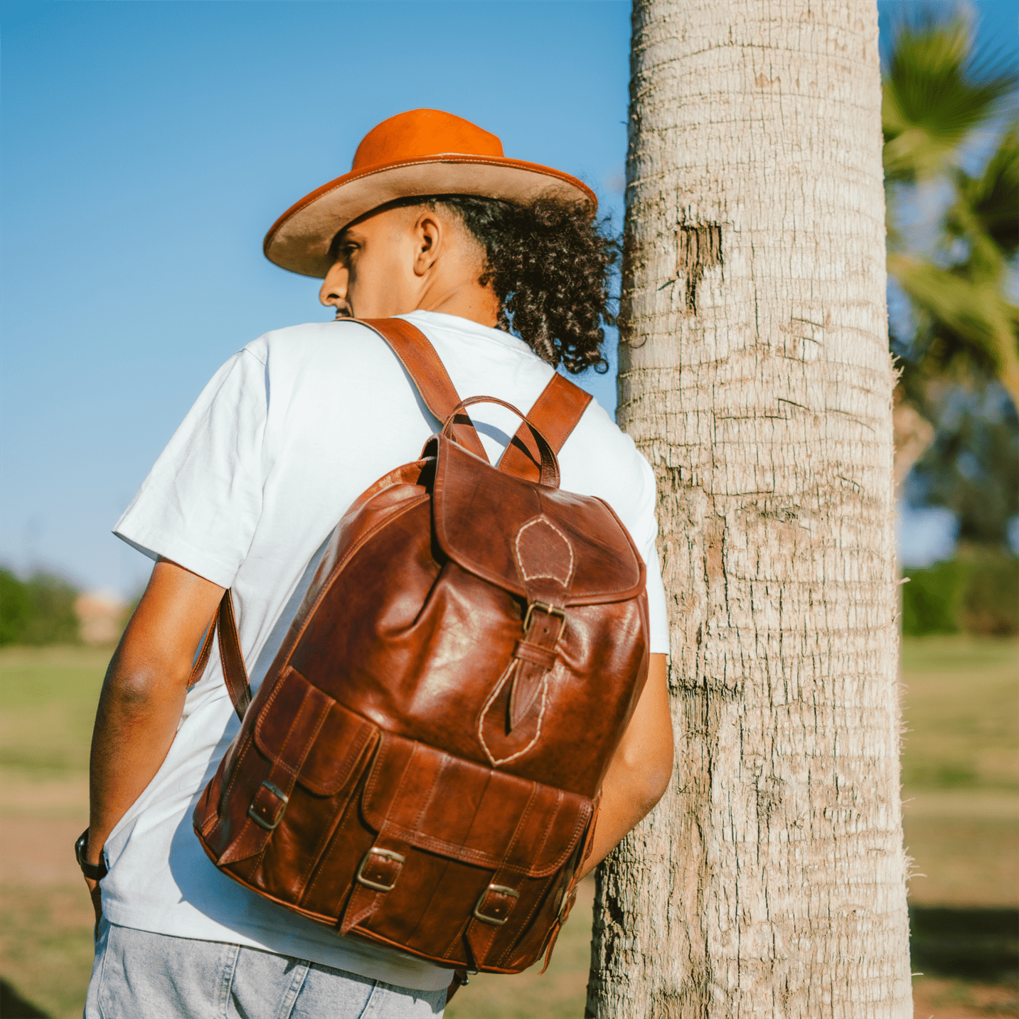 atlas backpack leather Women's cowhide leather backpack