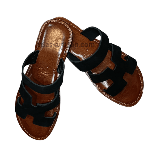 sandals_leather_flat_black