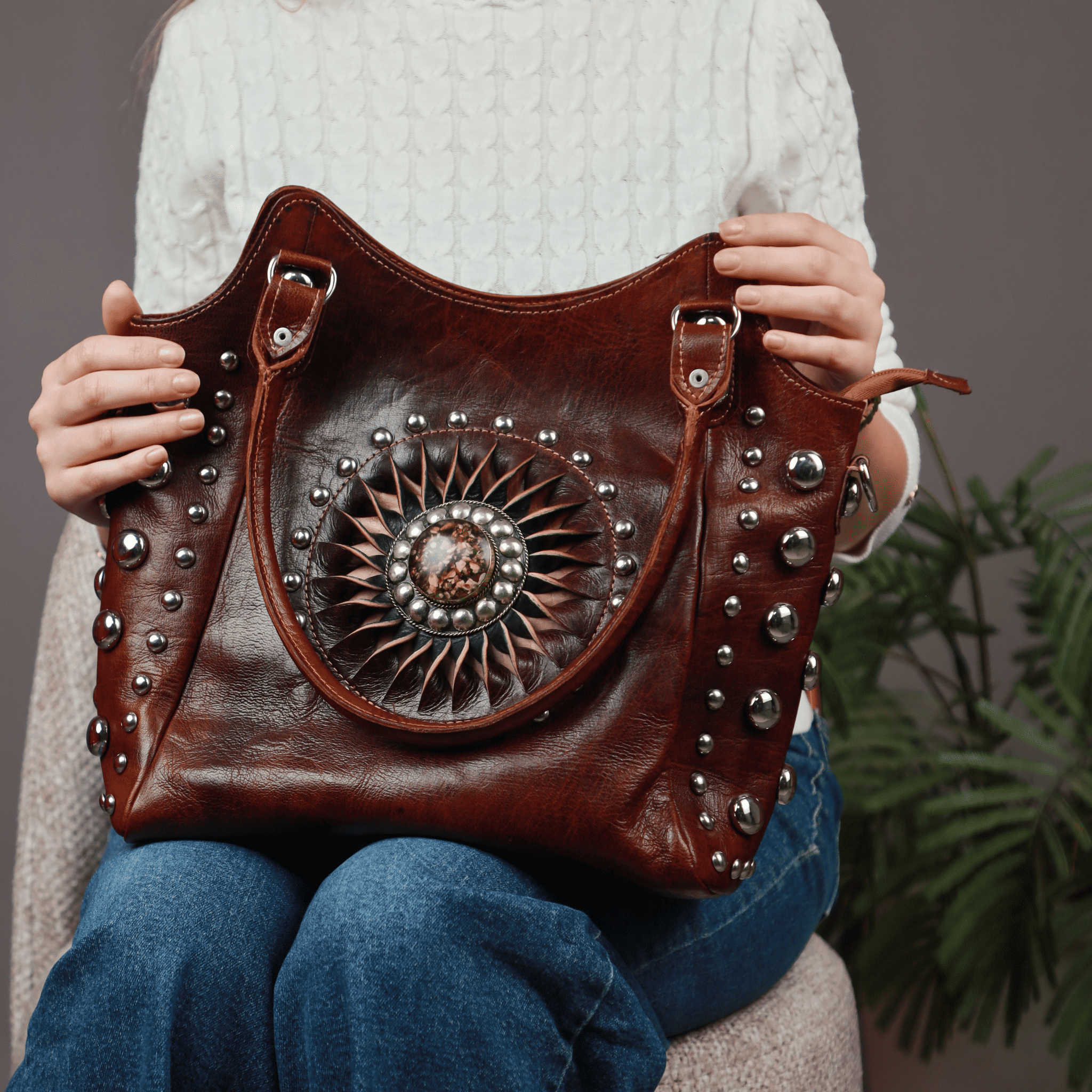 Leather Tote Bag Moonlight