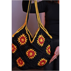 Granny Crocheted Tote Bag_suede tote bag