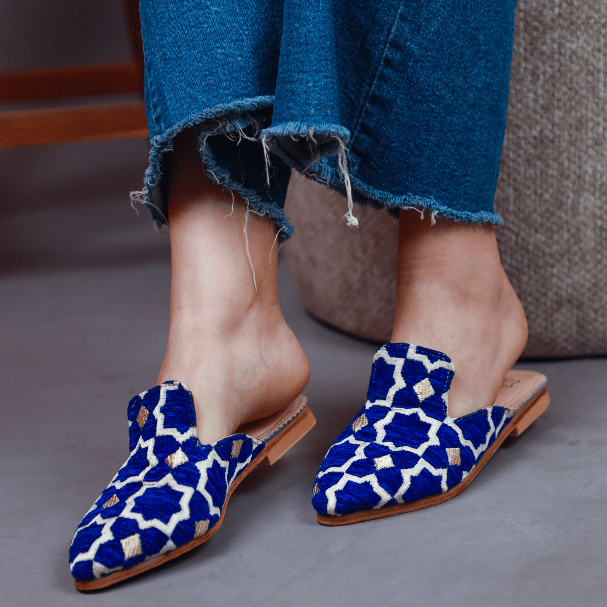 Leather Slippers Tamghra_chaussures