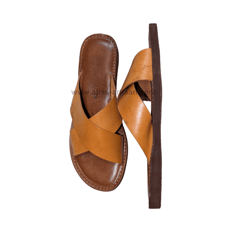 leather_flat_sandals_yellow_for women