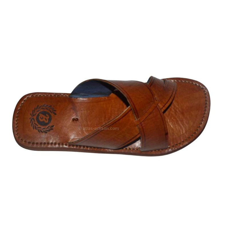 Sandale_plate_hommes_cuir_marron_claire