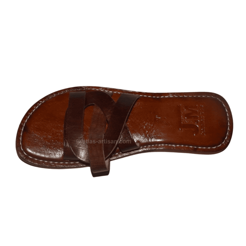 sandales_cuir_croisé_artisanal_marron
