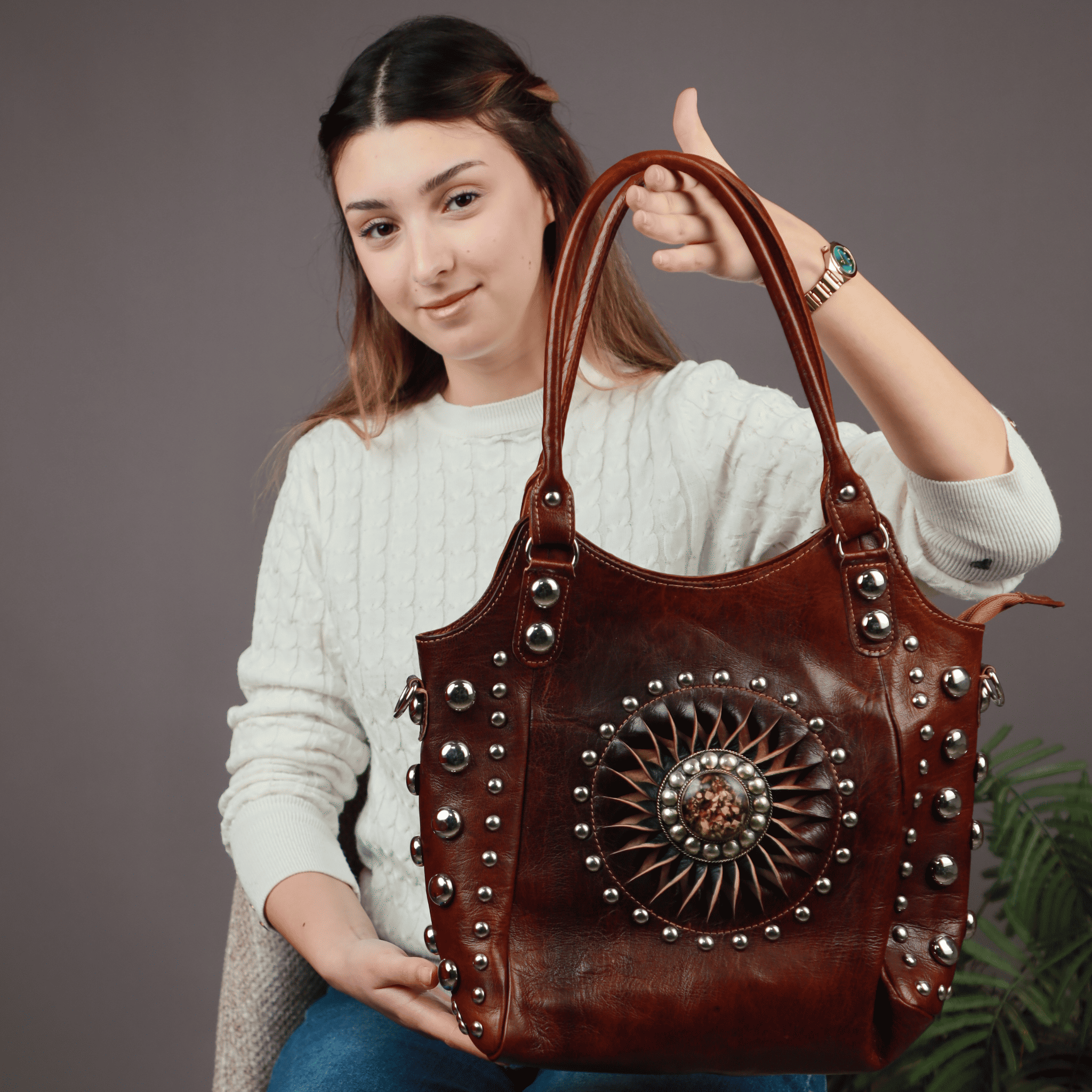 Leather Tote Bag Moonlight