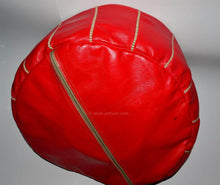 Load image into Gallery viewer, pouf cuir artisanal rouge