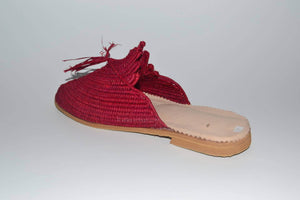 sandales paille rouge