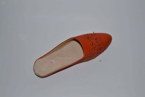 sandales en cuir orange pour femme