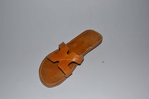 sandale cuir femme marron