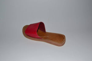 sandales cuir femme rouge