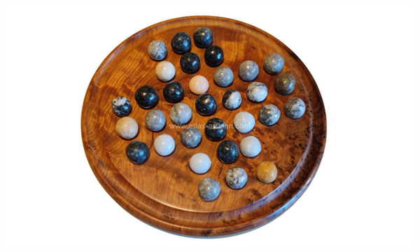 Jeux solitaire en bois de thuya avec billes en marbre - Jeu / jouet